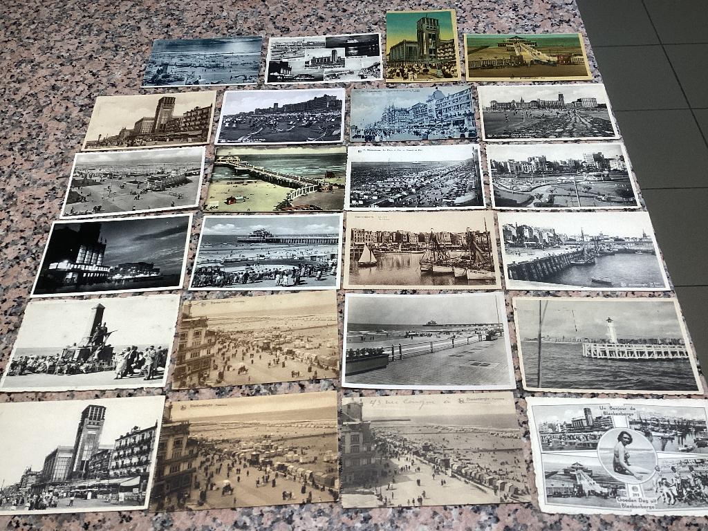 Lot 24 cartes postales anciennes BLANKENBERGE côte mer, Collections, Enlèvement ou Envoi, 1920 à 1940, Affranchie, Flandre Occidentale