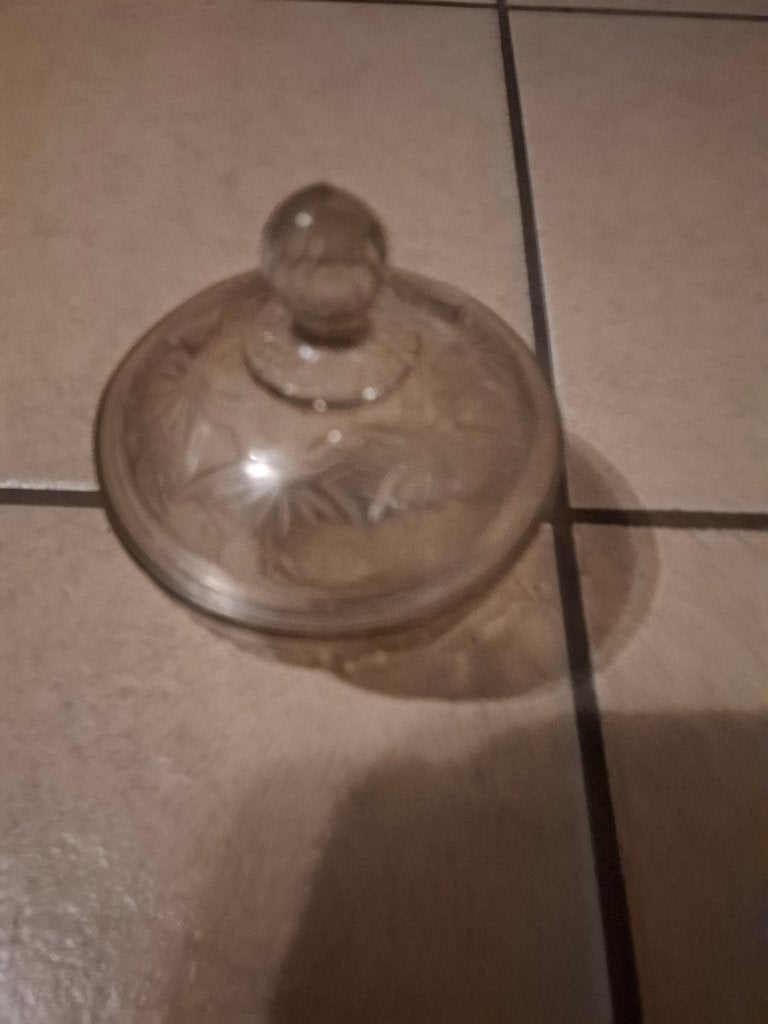 Glazen potje met deksel, Huis en Inrichting, Ophalen, Overige stijlen, Zo goed als nieuw, Wit