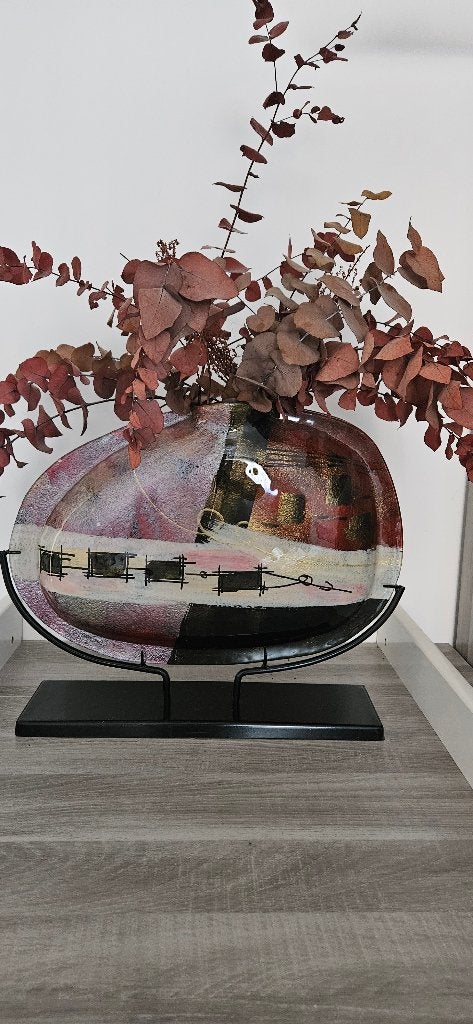 Vase murano, Enlèvement, Comme neuf, Doré, Verre