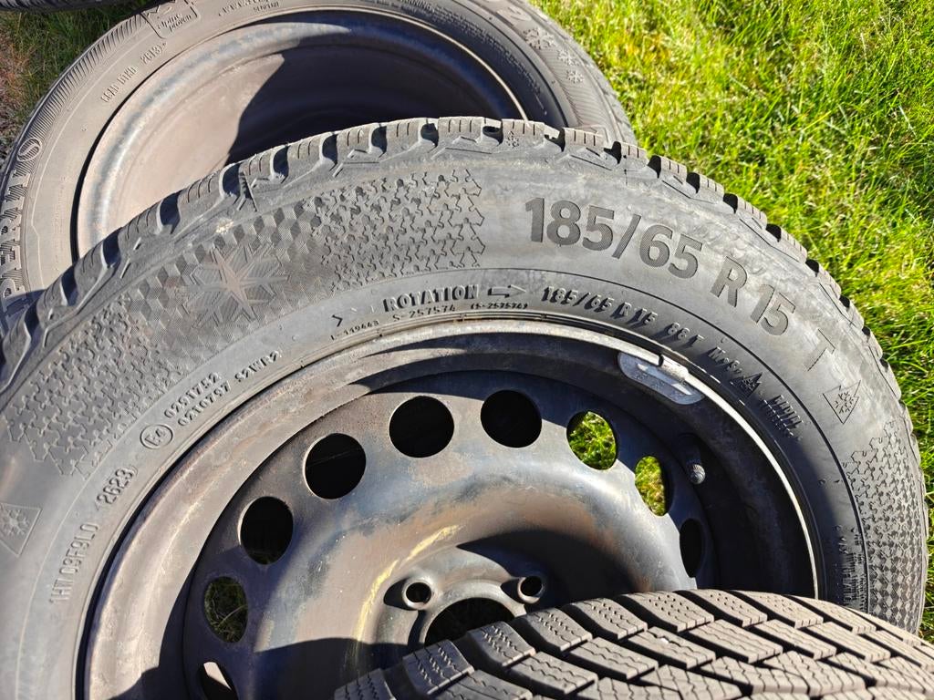 Velgen + winterbanden - maat 185/65 R 15 T - 4 bouten, Ophalen
