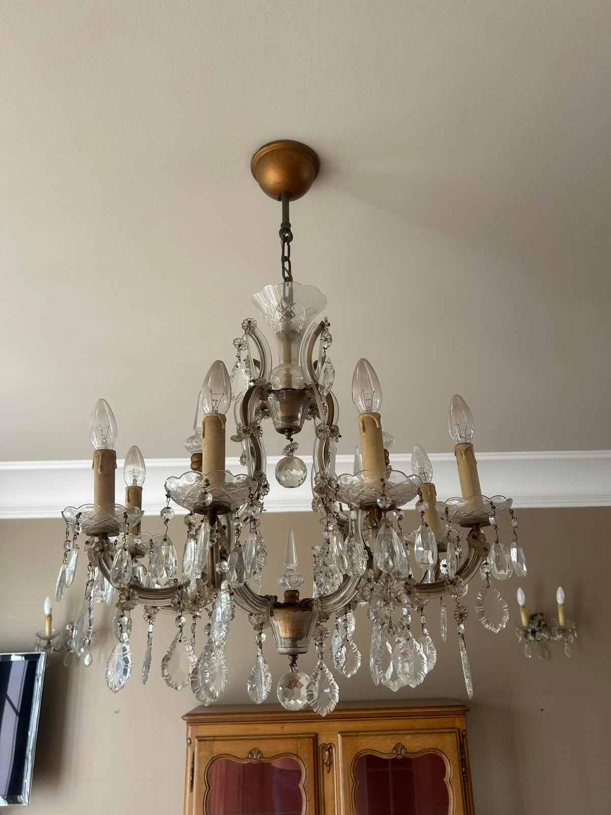 Lustre en cristal de Baccarat et 2 appliques, Enlèvement, Utilisé