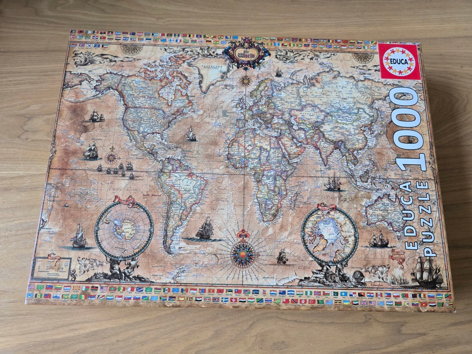 Educa Wereldkaart puzzel van 1000stuks, Hobby en Vrije tijd, Denksport en Puzzels, Ophalen of Verzenden