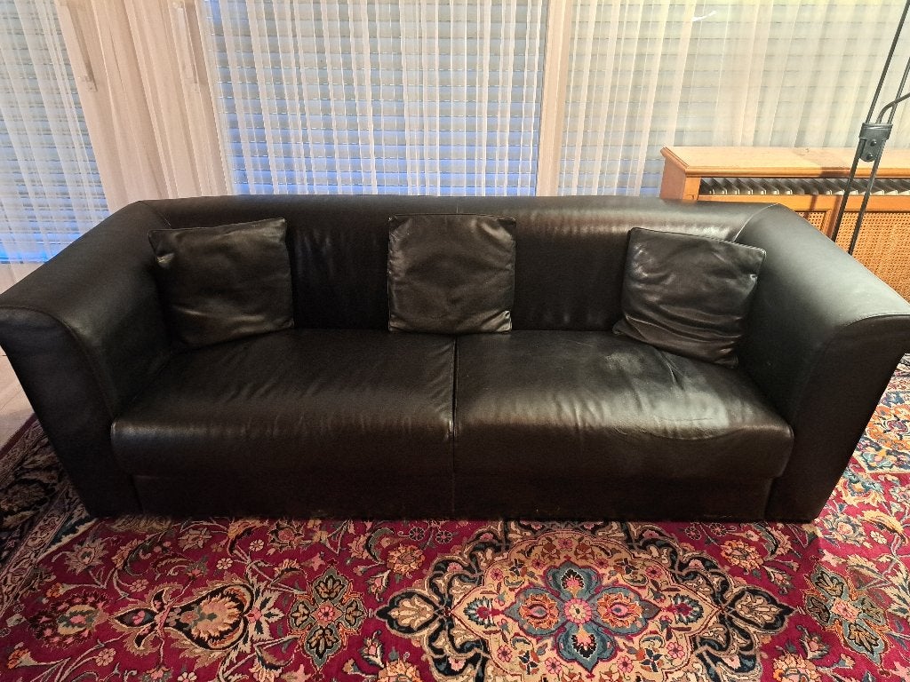 Strakke ruime kwaliteits lederen sofa 3-zit + 1-zit, Maison & Meubles, 75 à 100 cm, Banc droit, Enlèvement, Utilisé