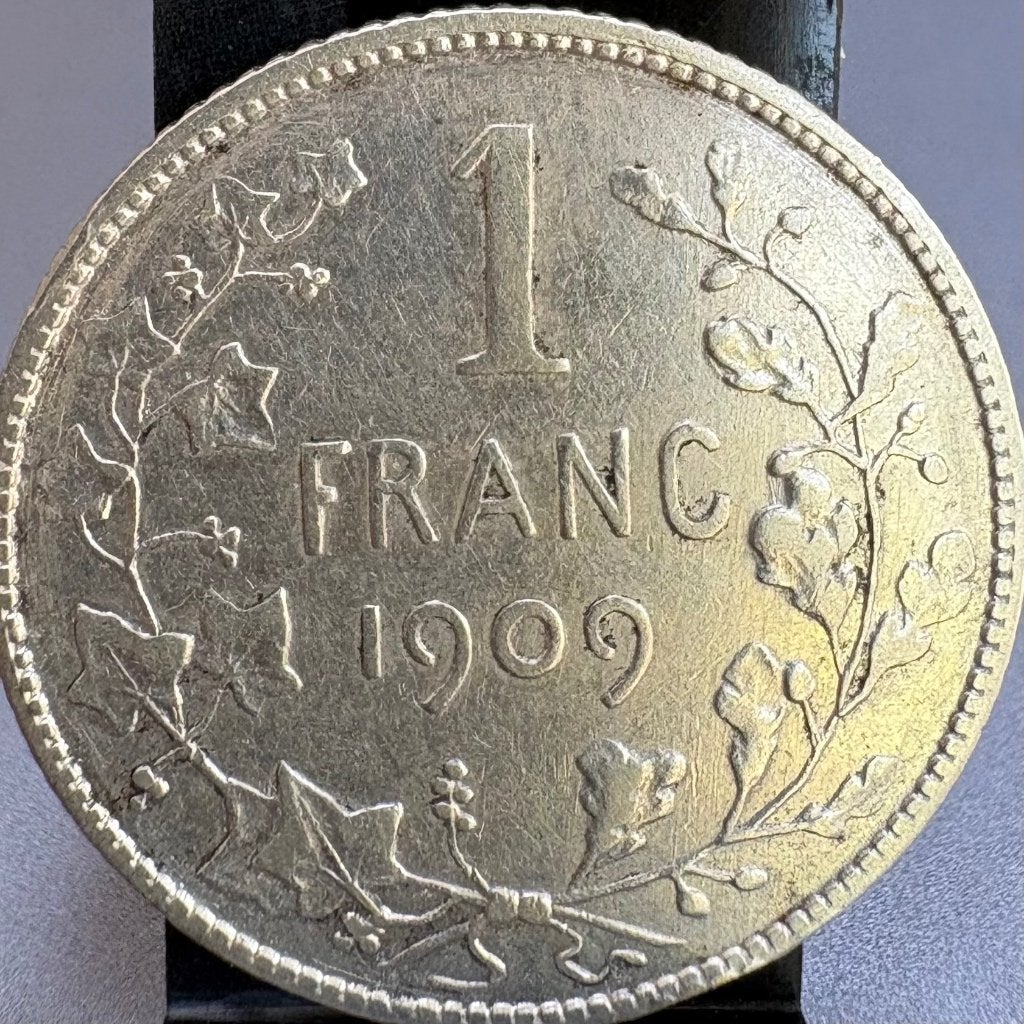 1 Franc - Brede Baard - Leopold II - 1909 - TH Zonder Punt., Zilver, Ophalen of Verzenden, Losse munt, Zilver