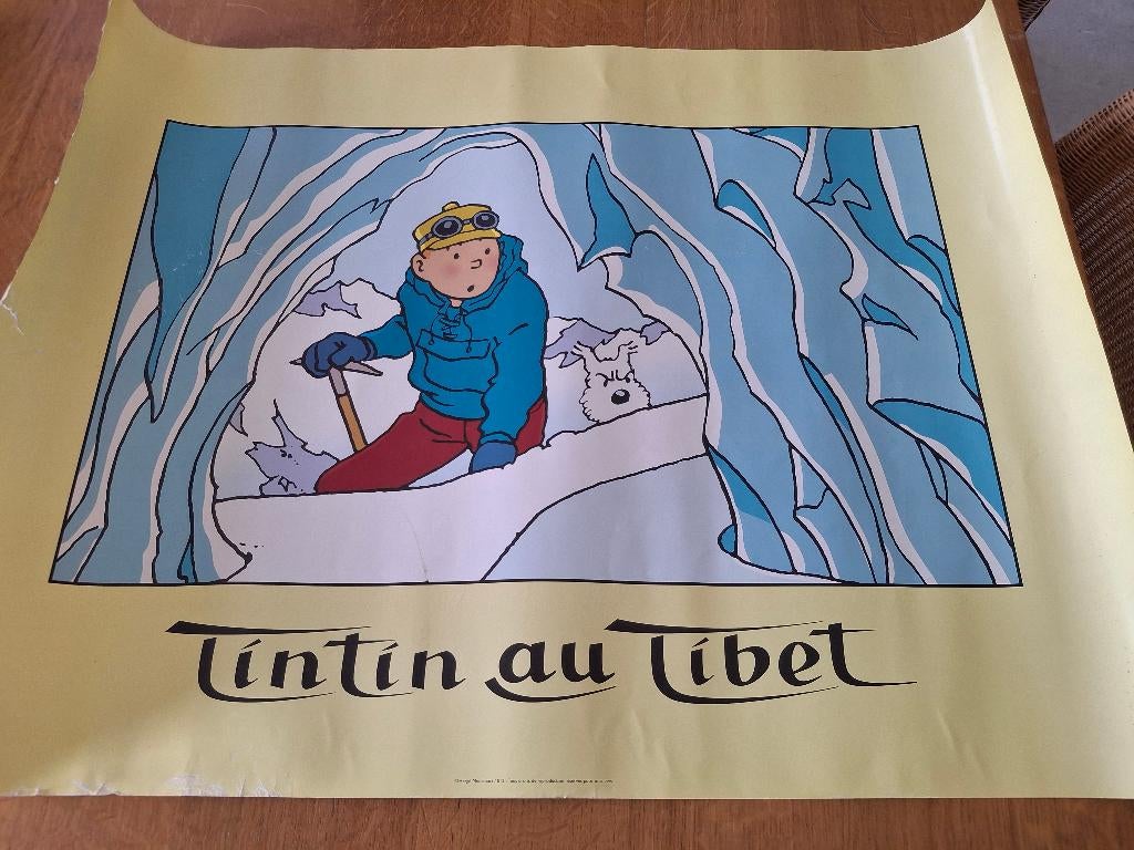 Affiche "Tintin au Tibet", Enlèvement ou Envoi, Rectangulaire horizontal, Utilisé, Autres sujets/thèmes