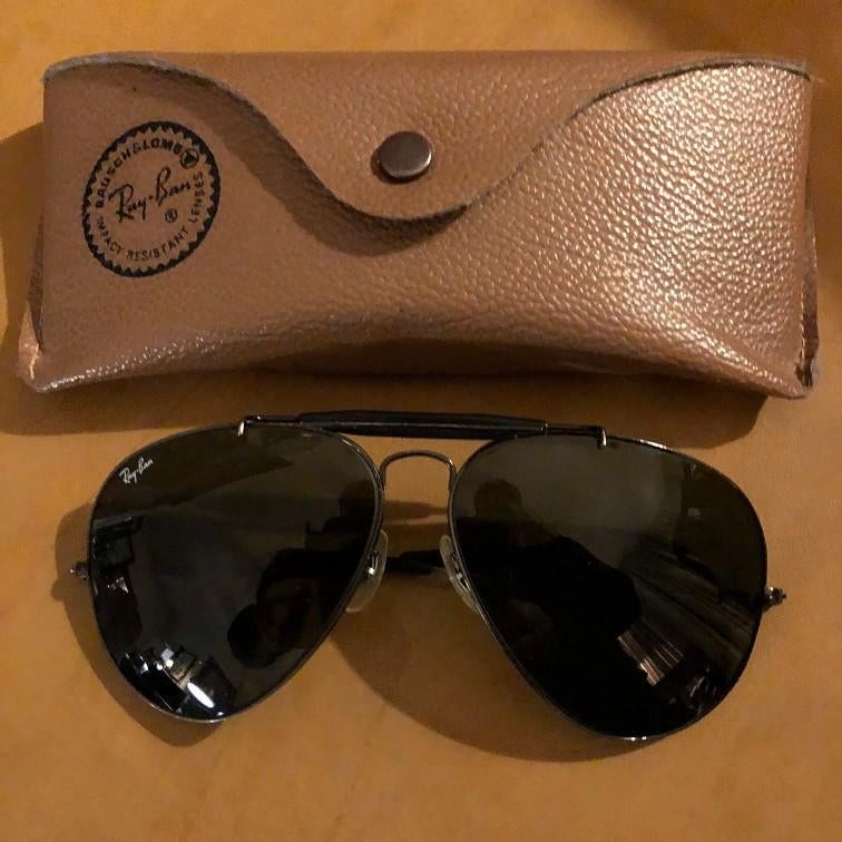 Vintage Ray-Ban Black Outdoorsman Aviator 62mm zonnebril OB1, Gebruikt, Zonnebril, Zwart, Ophalen of Verzenden