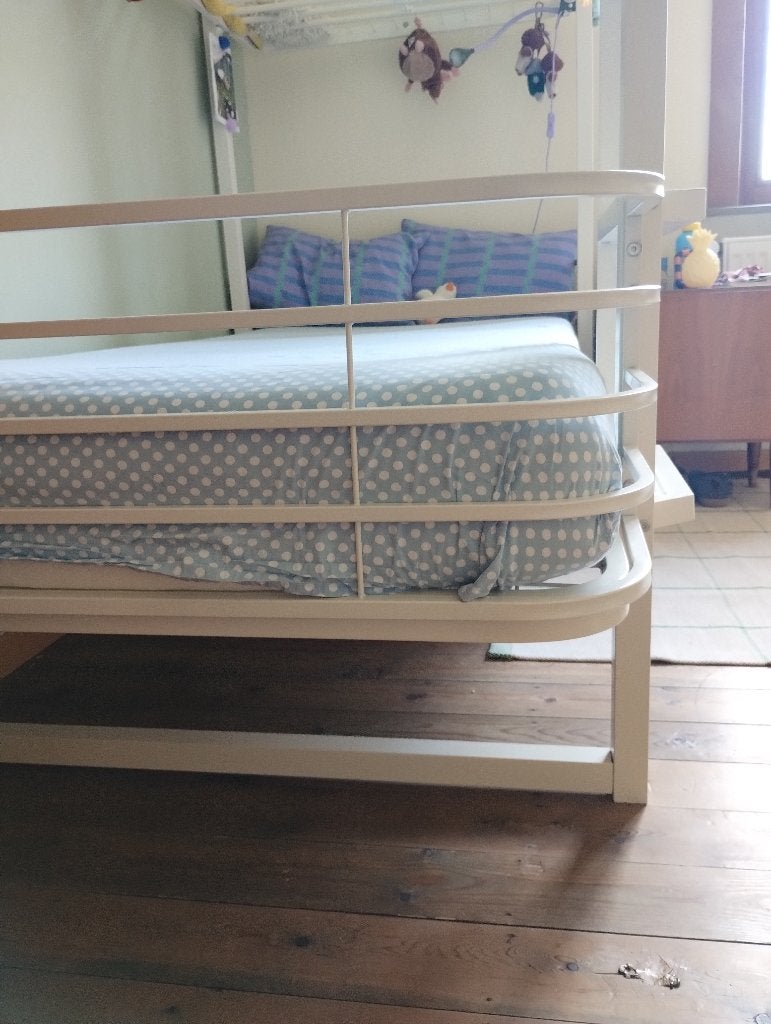 Stapelbed metaal wit, 90 cm, Comme neuf, Enlèvement, Lits superposés