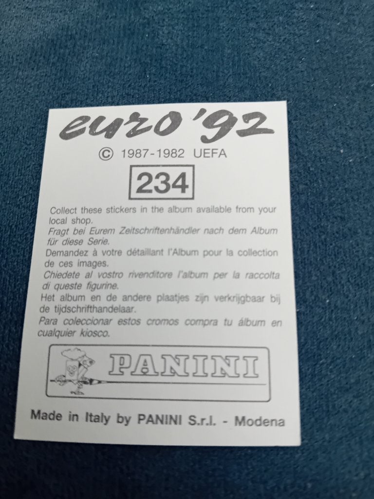 panini sticker EURO 92 nr 234, Ophalen of Verzenden, Nieuw, Sport