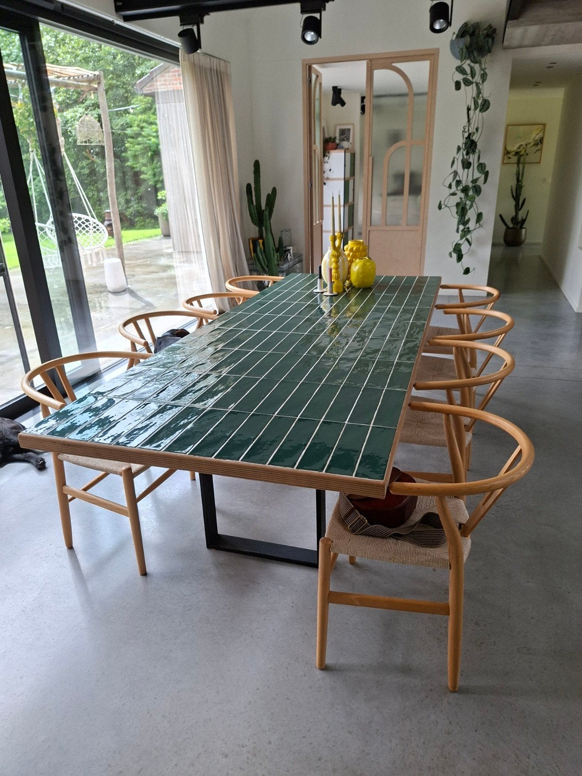 Betegelde eettafel, Huis en Inrichting, Tafels | Eettafels, Ophalen, Overige materialen, 100 tot 150 cm, Rechthoekig