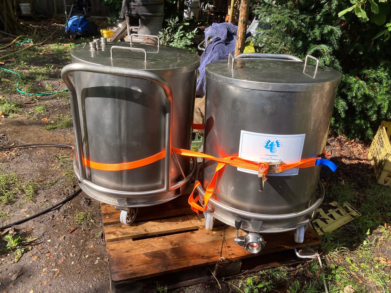 Inox dubbelwandige ketels op wielen,, Ophalen, Gebruikt, Transport en Opslag