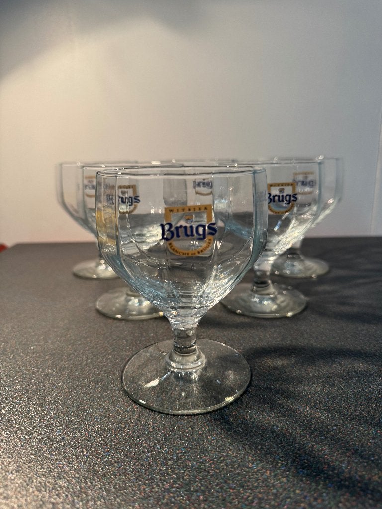 6 originele Brugs Tarwebier glazen – compleet– brouwerijglas, Ophalen, Zo goed als nieuw, Bierglas