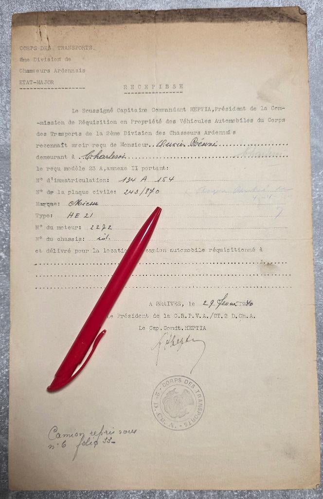 WW2+Braives+Chasseurs Ardennais+Brasserie+Militaria, Enlèvement ou Envoi, Autres, Autres types