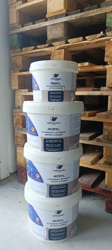 Peinture blanche satinée ultra lavable-Intérieur & Extérieur, Ophalen, 5 tot 10 liter, Wit, Nieuw