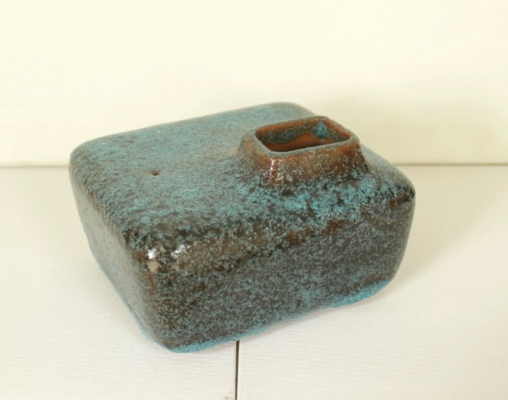 Vase à blocs Pieter Groeneveldt MCM vase cheminée, ann 50/60, Pierre/céramique, Vase, Fait main, Bleu