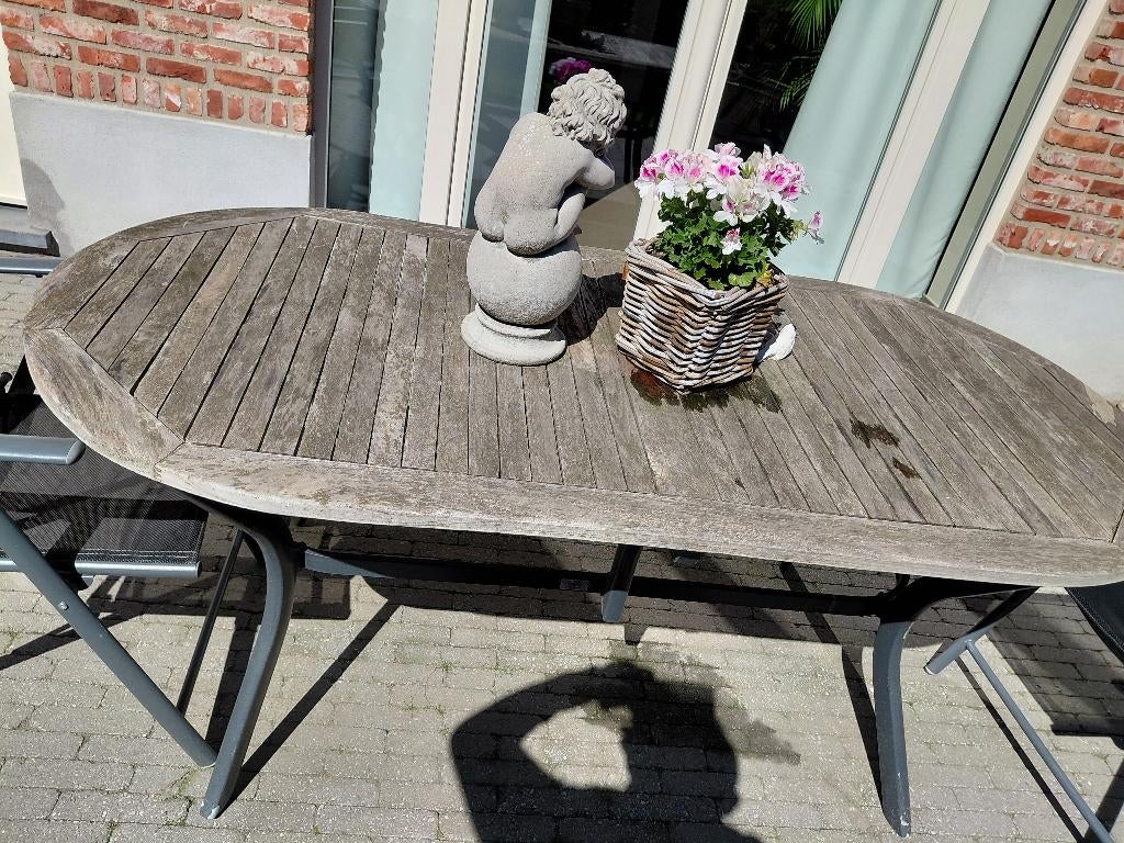 terras tafel, Jardin & Terrasse, Tables de jardin, Enlèvement, Utilisé, Ovale, Aluminium