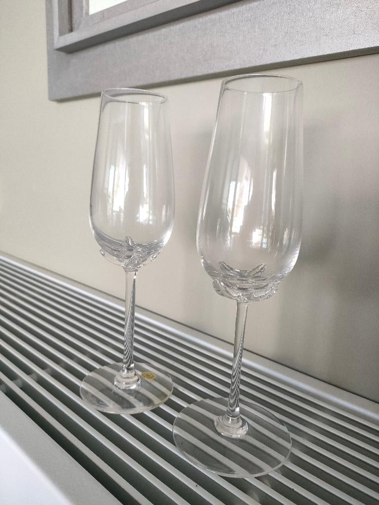 Val Saint Lambert 2 champagneglazen, Antiek en Kunst, Antiek | Glaswerk en Kristal, Ophalen