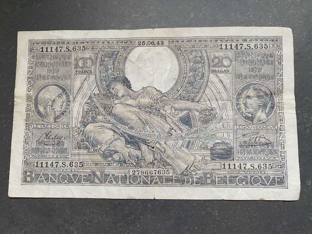 Billet Belgique Albert Elisabeth 100 francs 20 Belgas, Enlèvement ou Envoi, Billets en vrac