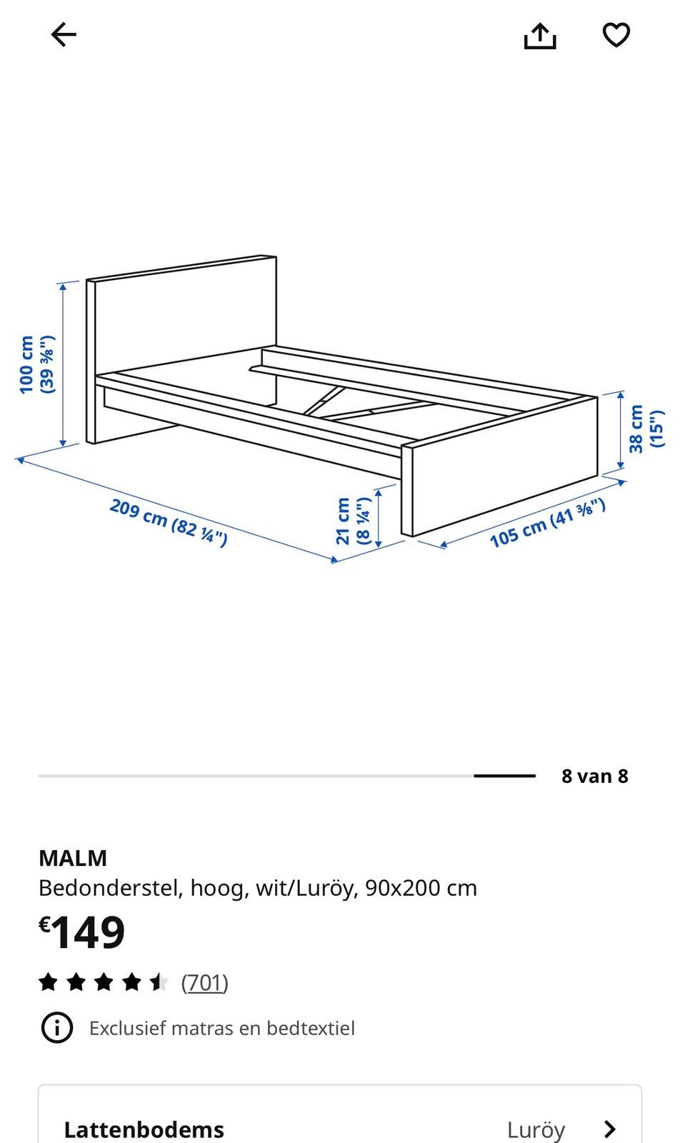 Eenpersoonsbed malm ikea lattenbodem 2 lade’s onder het bed, Huis en Inrichting, Ophalen, Gebruikt, 90 cm, Eenpersoons