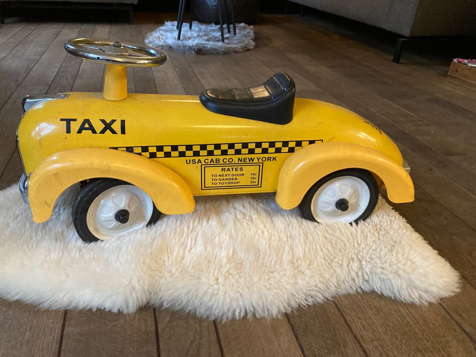 Prachtige Vintage Metalen Loopauto / Retro Taxi, Ophalen