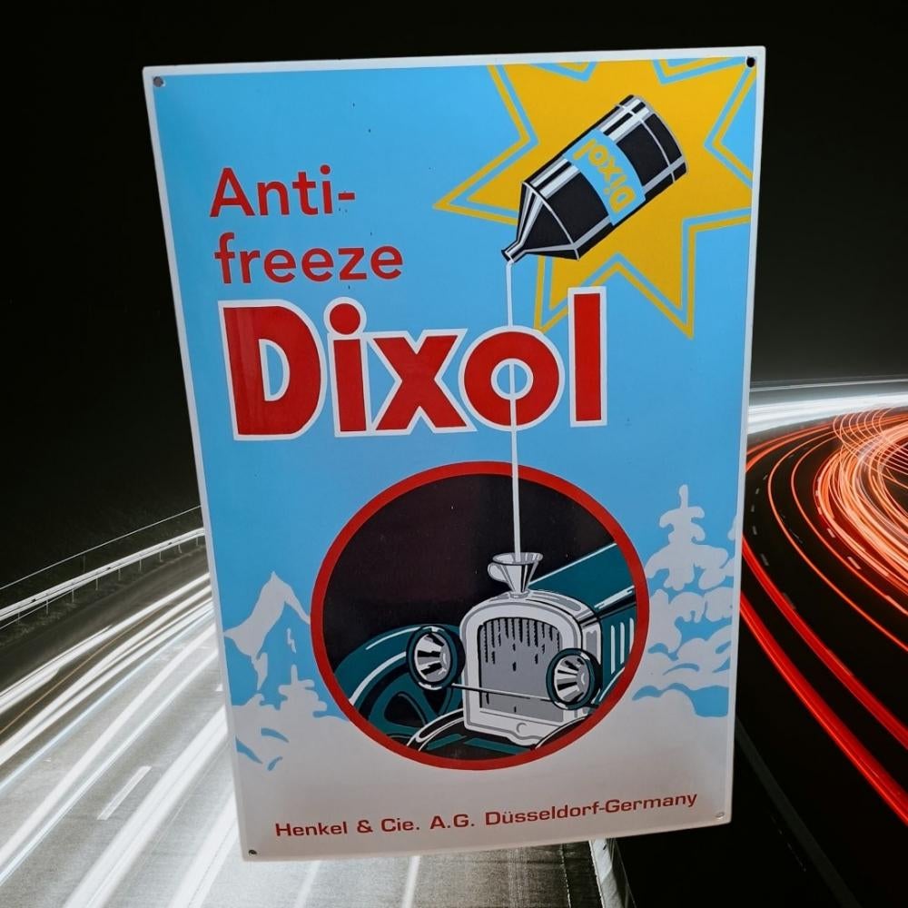 Emaille reclamebord van Dixol antivries, limited edition., Enlèvement ou Envoi, Comme neuf, Panneau publicitaire