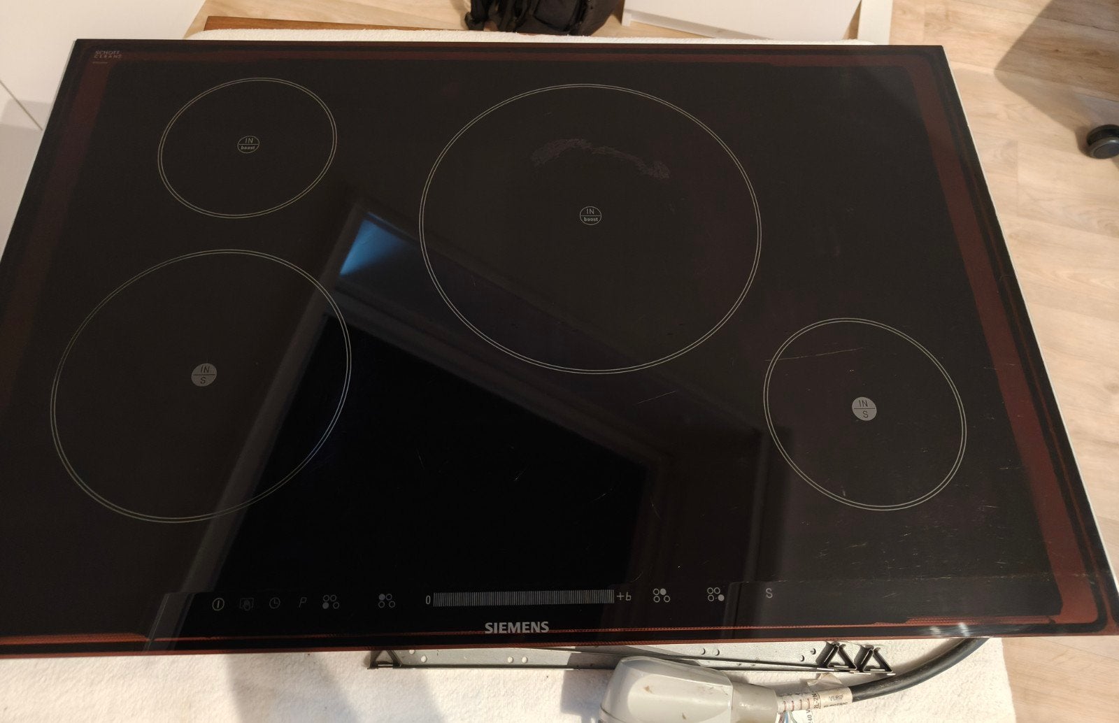 Inductiekookplaat Siemens 80cm, Ophalen, Gebruikt, 4 kookzones, Inbouw
