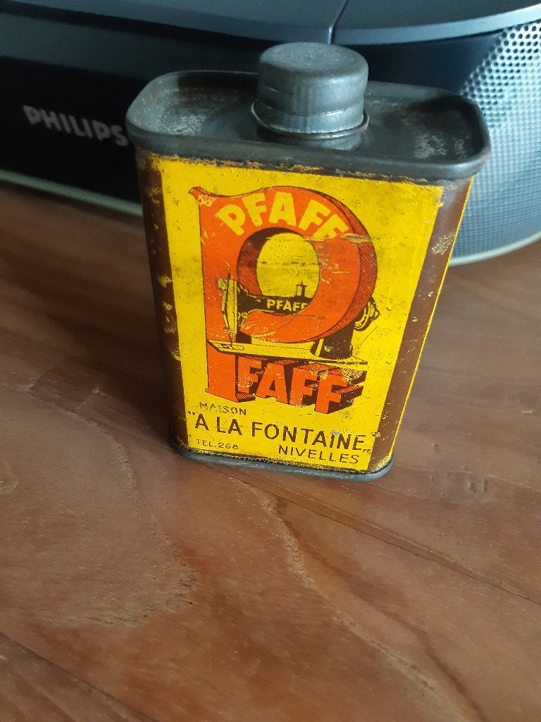 Pfaff olie blikje, Ophalen of Verzenden, Gebruikt, Overige, Overige merken