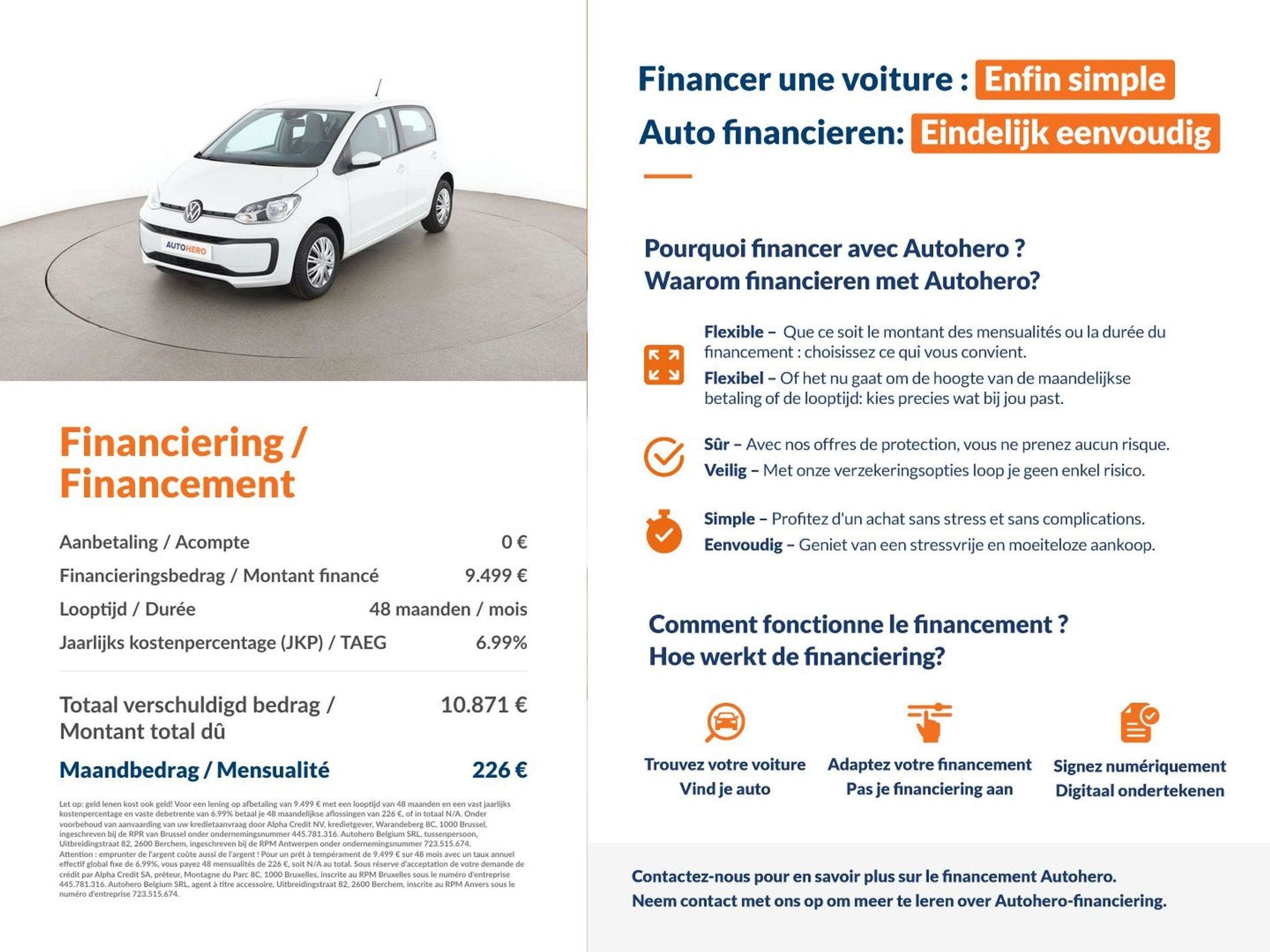 Volkswagen up! 1.0 (bj 2020), Auto's, Voorwielaandrijving, 4 zetels, Stof, Wit