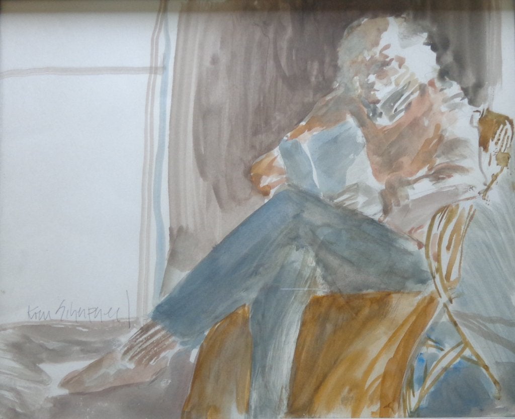 KOEN SCHERPEREEL / ZELFPORTRET / ORIGINEEL / 37x45cm / KADER, Achter glas, Aquarel, Papier/karton, Ophalen of Verzenden