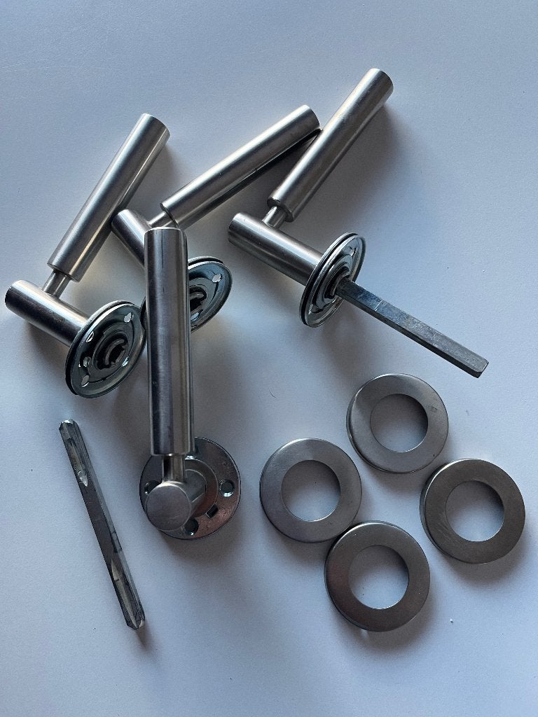 2 sets rvs deurklinken, Doe-het-zelf en Bouw, Ophalen of Verzenden, Gebruikt, Inox