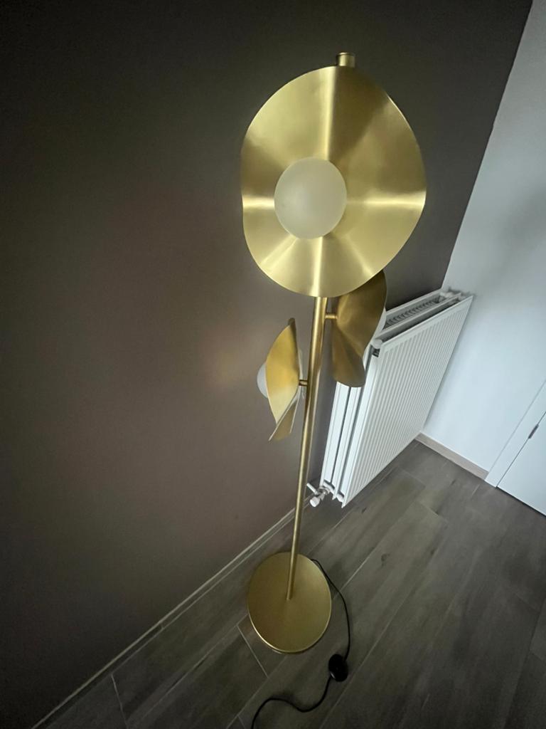 Lampadaire doré, Maison & Meubles, Lampes | Lampadaires, Enlèvement, Utilisé, Métal, 150 à 200 cm