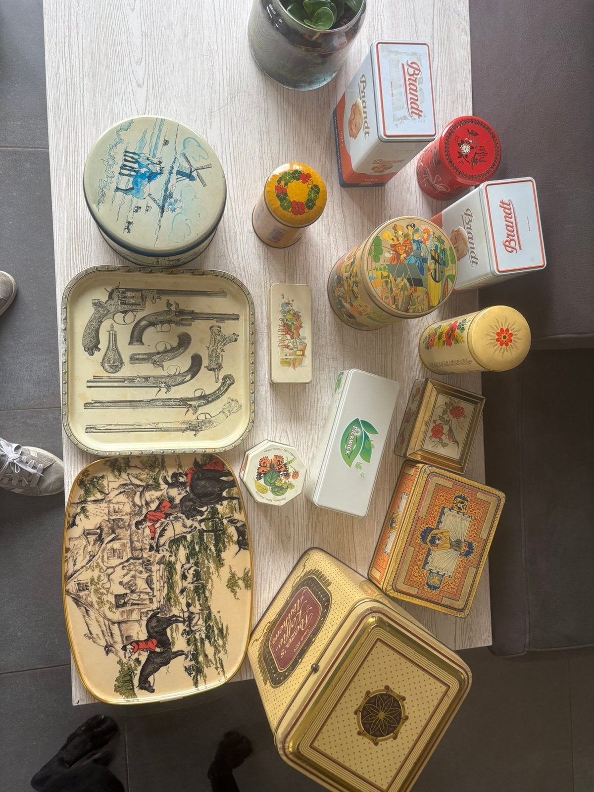 Tinnen dozen+platen, Verzamelen, Blikken, Ophalen, Zo goed als nieuw