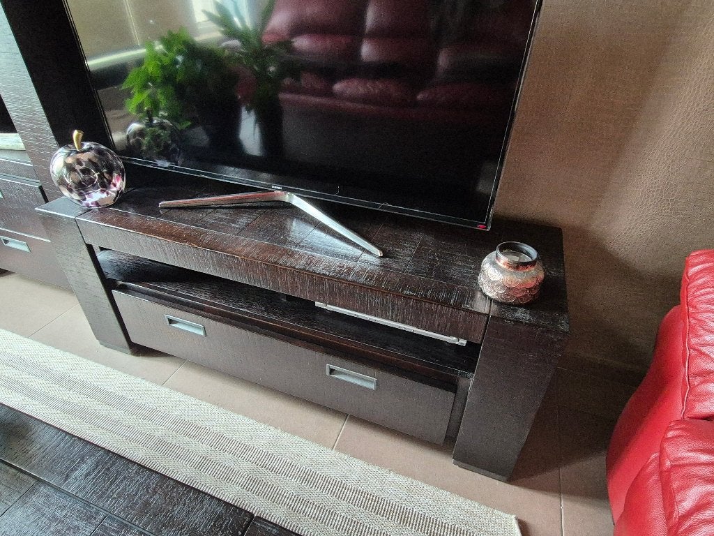 Tv kast in donker mango hout, 25 à 50 cm, Moins de 100 cm, 100 à 150 cm, Enlèvement