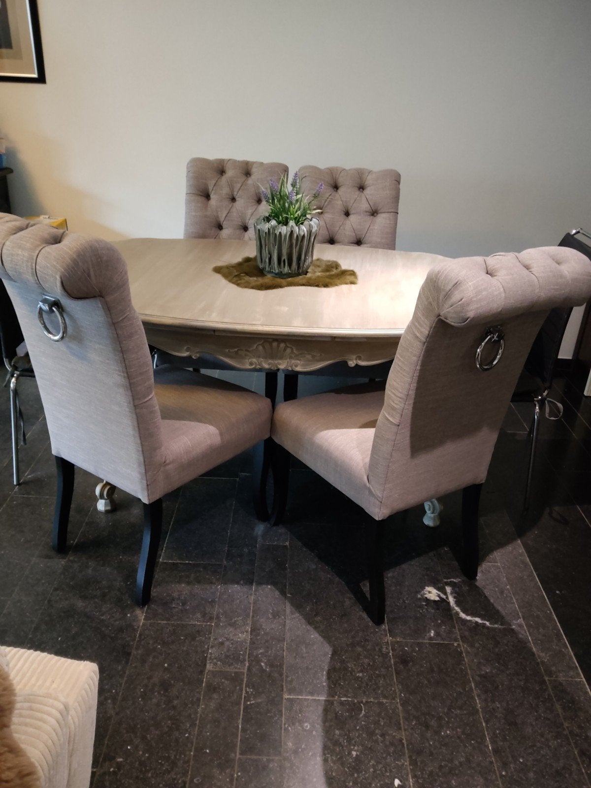 Lot de 4 chaises, Gris, Vintage, Enlèvement, Utilisé