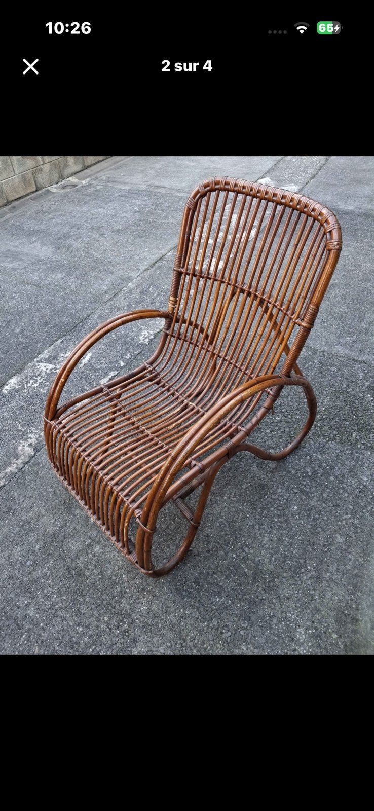 Fauteuil rotin annee 60, Enlèvement, Utilisé, Rotin