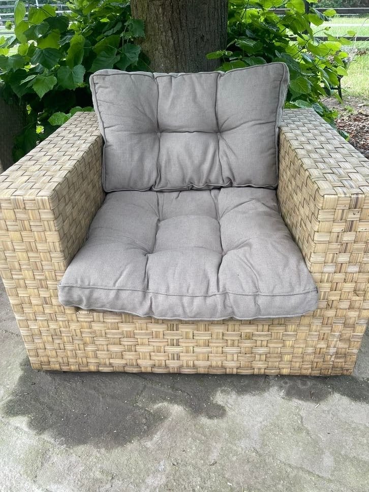 4 loungezetels met kussens, Ophalen, Zo goed als nieuw, Wicker, Loungeset