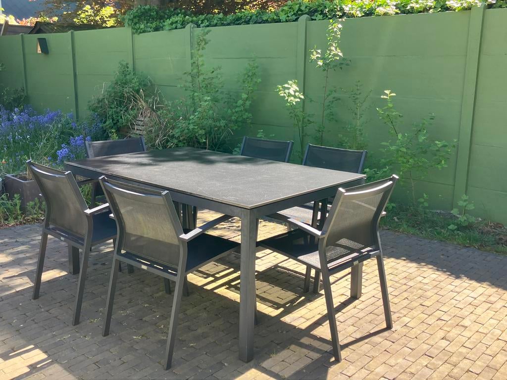 Tuintafel met 6 stoelen - Bristol, Table à dinner, Salons de jardin, Aluminium, Enlèvement