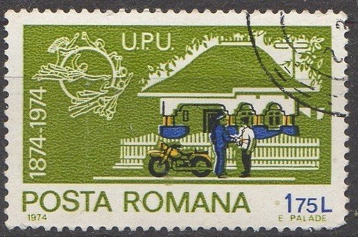 Roemenië - 100 jarig bestaan Wereldpostunie - 1974, Timbres & Monnaies, Timbres | Europe | Autre, Enlèvement ou Envoi, Affranchi