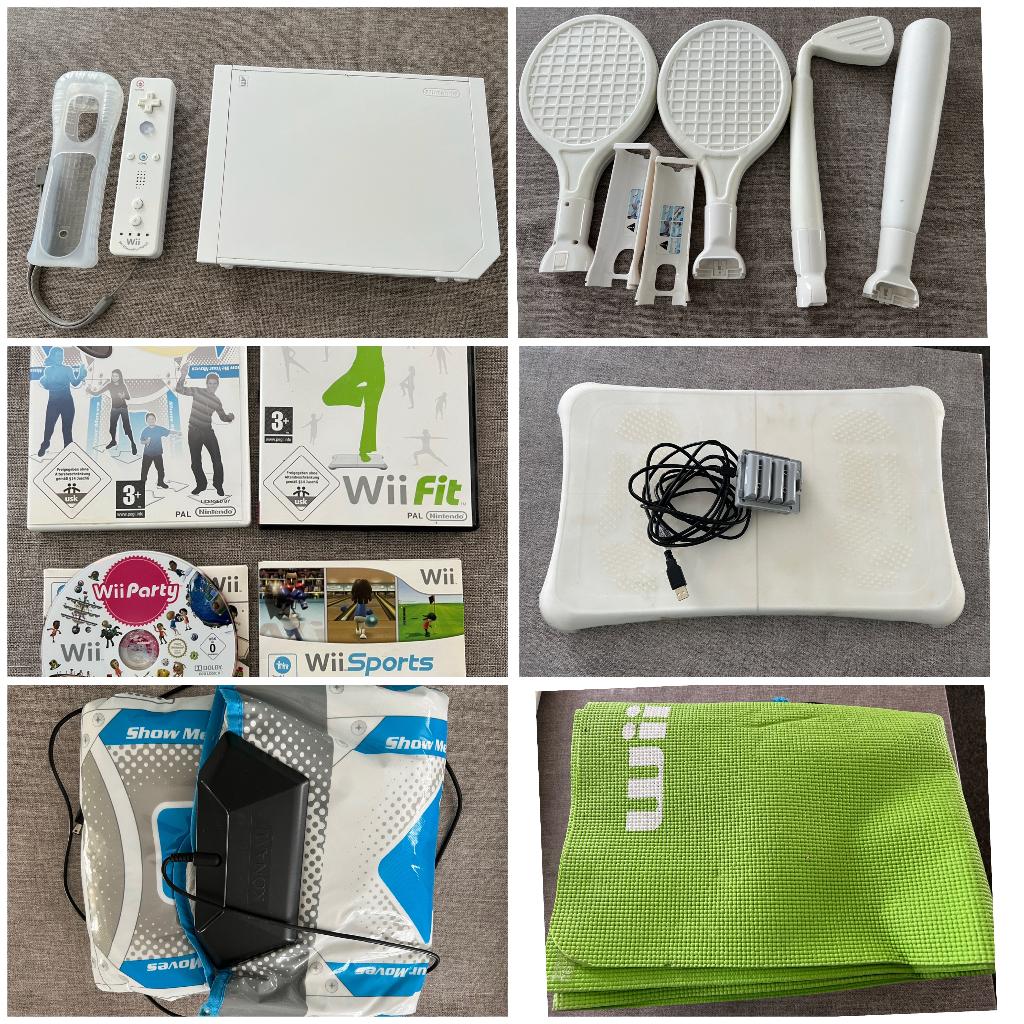 €50: Wii + balance board + dance mat + games + mat, Enlèvement ou Envoi, Comme neuf, Avec 1 manette, Avec jeux