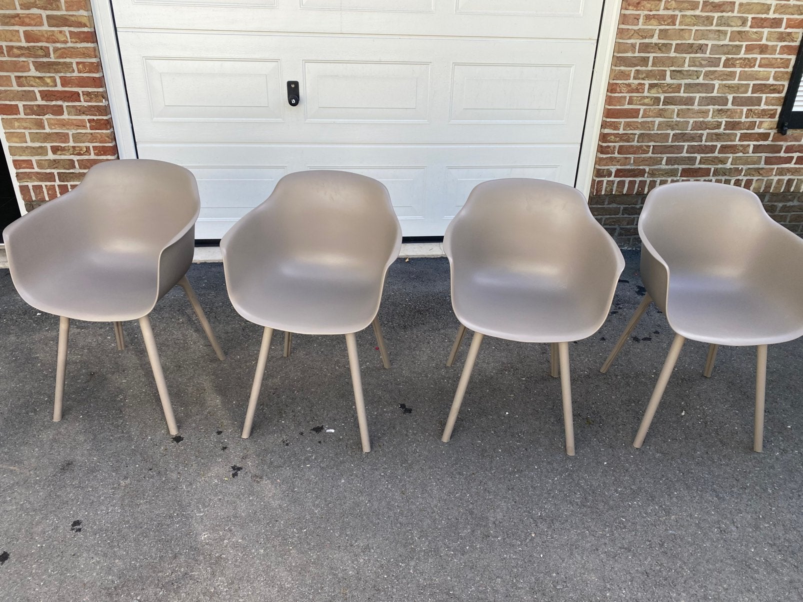 4 tuinstoelen uit kunststof beige exterio, Jardin & Terrasse, Chaises de jardin, Enlèvement, Utilisé, Synthétique