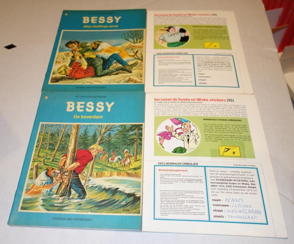 Strips Bessy met stickers - 1973., Meerdere stripboeken, Ophalen of Verzenden, Zo goed als nieuw, Willy Vandersteen