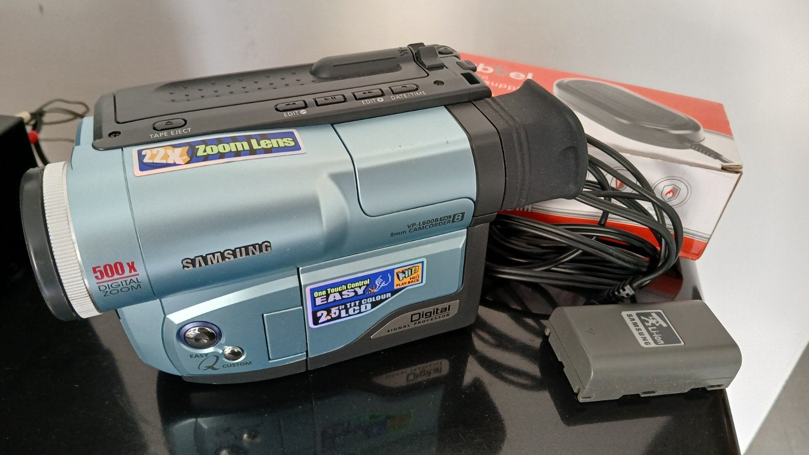 Samsung vpl 600 blauwe analoge videocamera, Ophalen of Verzenden, 8mm, Camera