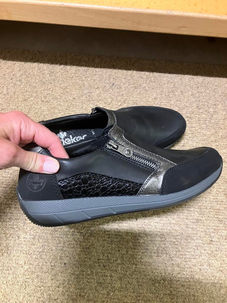 Zwarte sneakers / aanstekers met rits Rieker maat 41, Ophalen of Verzenden