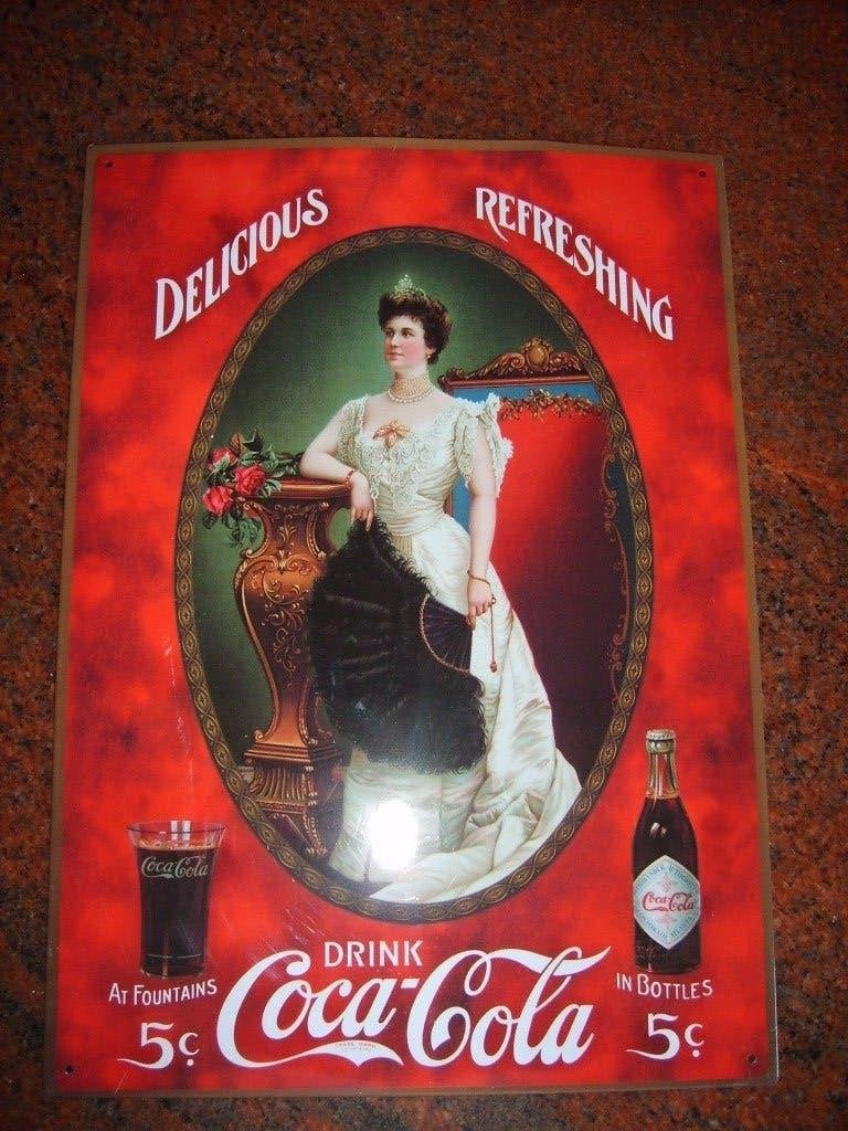 Coca Cola reclamebord - plakkaat 25 x 35 cm, Verzamelen, Ophalen of Verzenden, Zo goed als nieuw, Reclamebord