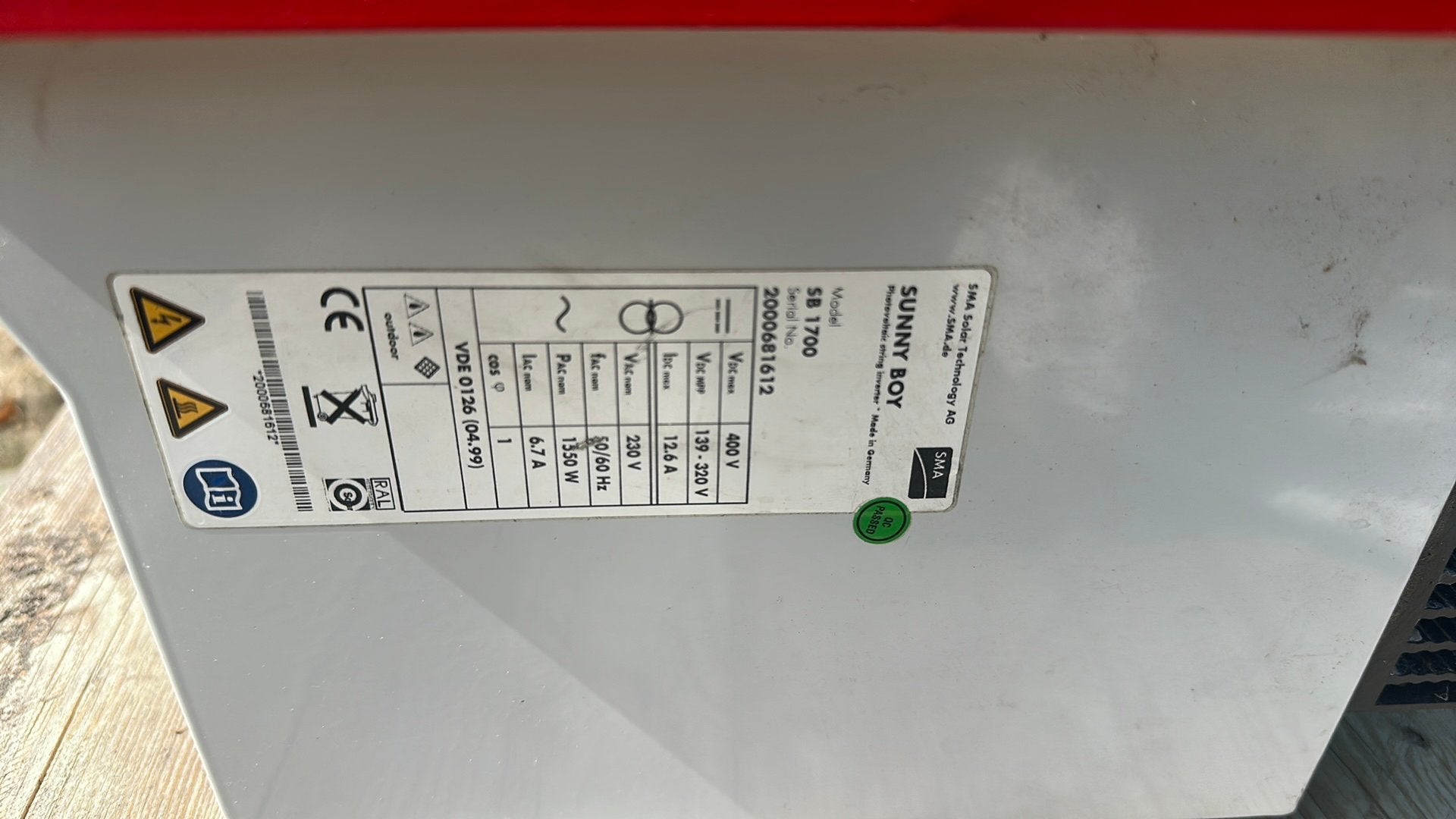 Sma omvormer 1550w - specs zie foto, Ophalen, Gebruikt