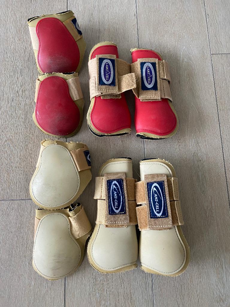 2 sets peesbeschermers rood & beige - paard, Ophalen of Verzenden, Gebruikt, Rijden
