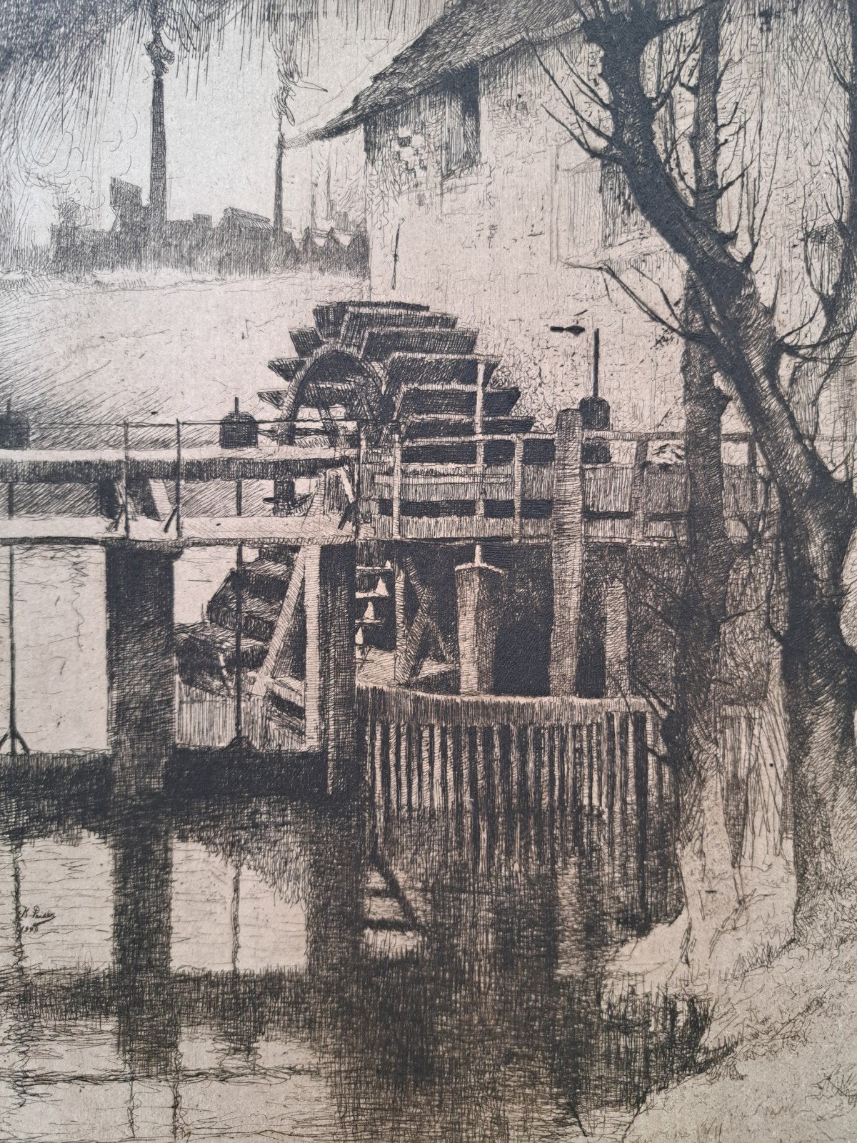 PEISER Kurt  "Le vieux moulin Stockmans" ets, Enlèvement ou Envoi, Eau-forte, Numéroté