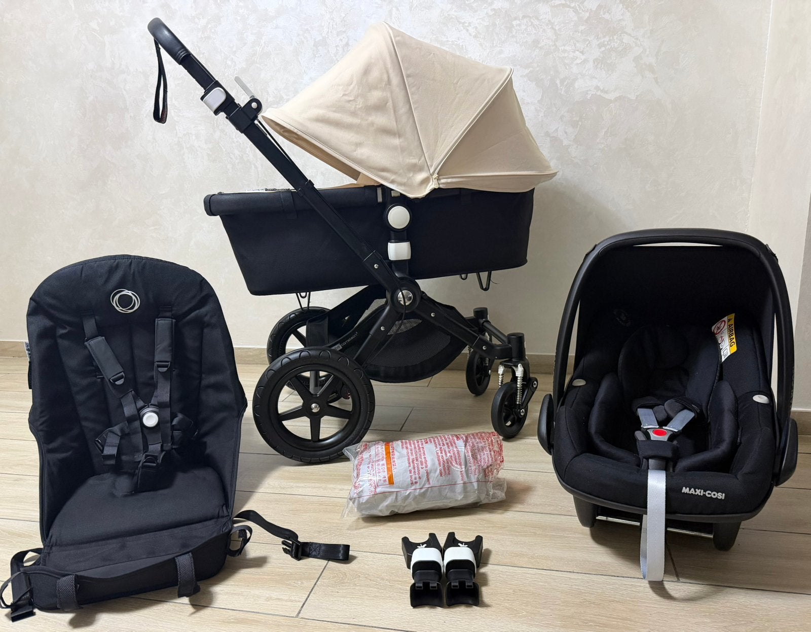 Bugaboo Cameleon 3 Plus 3in1 - Black  Chassis - Fresh White, Regenhoes, Babygeluk, Ophalen of Verzenden, Zo goed als nieuw