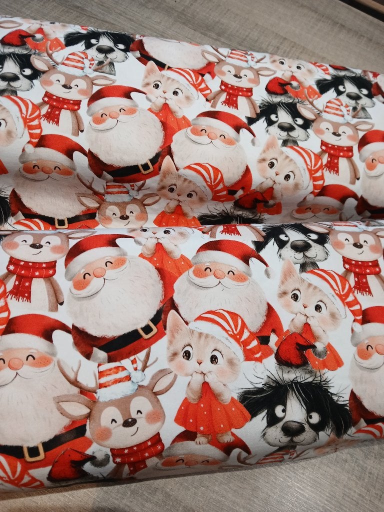Toffe French Terry digitaal met Kerst print., Hobby & Loisirs créatifs, Neuf, Coton, 200 cm ou plus, Enlèvement ou Envoi