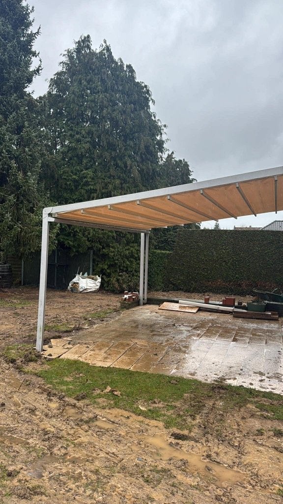 Elektrische terrasoverkapping 5x4m, Enlèvement, Utilisé, Autres types