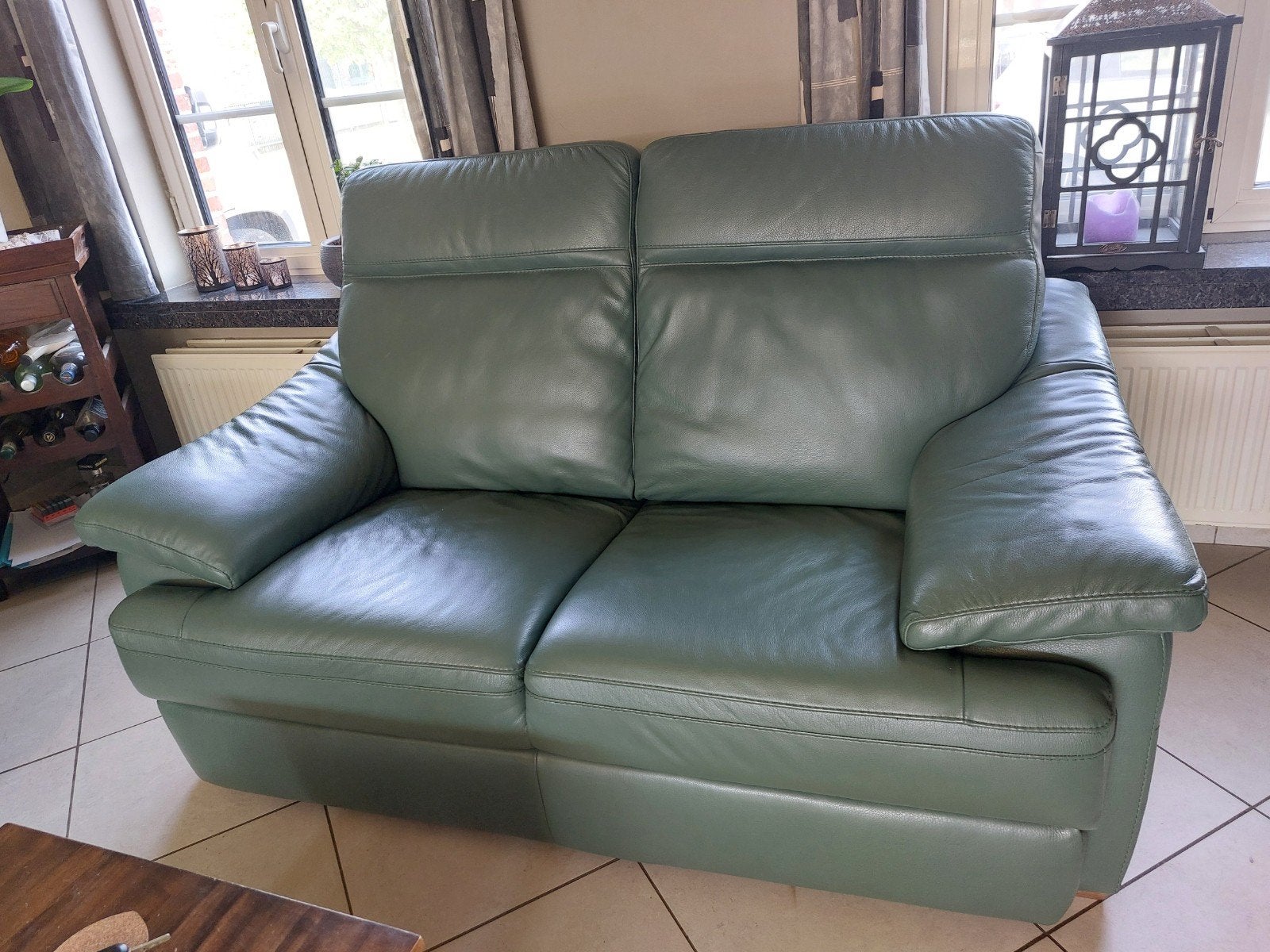 Italiaanse kwal.Natuzzi Editions 2-zitsbank olijfgroen leder, Ophalen